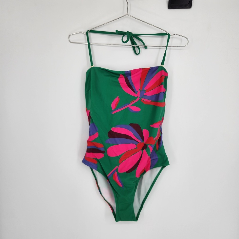 Boden Size 8 Green Tambourine Paros Bandeau Swimsuit NWT